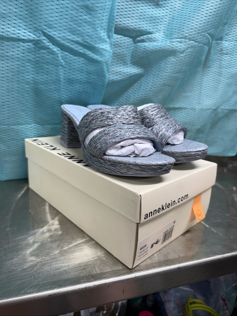 Anne Klein Light Blue Braided Slide Mules